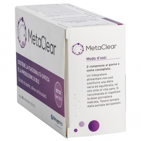 immagine della confezione Integratore MetaClear 60 compresse di Metagenics, modalità d'uso immagine della confezione Integratore MetaClear 60 compresse di Metagenics, modalità d'uso